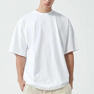 Vente en gros T-shirt respirant personnalisé 100% coton avec impression avec logo Chemises T-shirt vierge surdimensionné pour hommes - Product Image 1