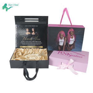 Boîte <span class=keywords><strong>d</strong></span>'<span class=keywords><strong>Emballage</strong></span> Magnétique de Luxe Rose et Noire Personnalisée avec Doublure en Soie Satinée pour Perruques et Extensions de Cheveux, Logo Personnalisé - Product Image 4