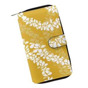 محفظة نسائية طويلة أنيقة بسحاب من Puakenikenenian محفظة بسوستة زهور من هاواي بطبقات متعددة من الجلد الصناعي العملي الرائع - Product Image 1