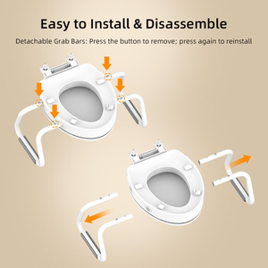 Siège <span class=keywords><strong>de</strong></span> <span class=keywords><strong>toilette</strong></span> surélevé avec barre d'appui, bidet non électrique, pression d'eau réglable par bouton, vente en gros - Product Image 5