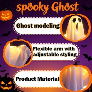 Luces LED de Halloween con Forma de Fantasma Colgante, Decoración Espeluznante con Fantasma Colgante, Funciona con Pilas, 3 Modos de Iluminación, Decoración para Fiestas en Interiores y Exteriores - Product Image 4