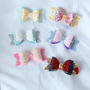 Set di fasce per capelli con strass Yifan Elsa Princess Sequin Baby Toddler Girls tessuto elastico archi cravatta per capelli per ragazza donna donna