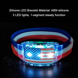 Logotipo personalizado Bandera intermitente Silicona LED Light up Pulsera para celebraciones del Día Nacional Suministros de vacaciones - Product Image 5