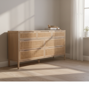 Commode Aruna en teck massif à 9 tiroirs, design élégant, écologique et durable, pour chambre moderne et usage en entrepôt - Product Image 6