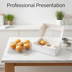 Boîte de transport pour 6 cupcakes avec fenêtre transparente, emballage en papier pour pâtisseries, avec insert pour pâtisseries, biscuits, desserts de fête - Product Image 5