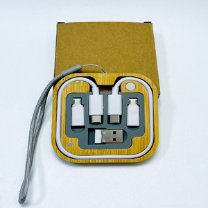 ชุดอะแดปเตอร์ USB ชาร์จเร็ว แบบหลายพอร์ต USB C เป็น Type C/Micro พร้อมกล่องเก็บของไม้<span class=keywords><strong>ไผ่</strong></span> ชุดสายเคเบิลพกพา <span class=keywords><strong>สาย</strong></span>ดาต้า ของขวัญ - Product Image 2
