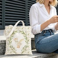 Sac fourre-tout, sacs fourre-tout en toile pour femmes, cadeaux pour les amoureux des oies, sac de courses réutilisable avec motif botanique et animalier Cottagecore