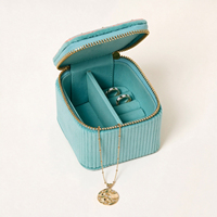 Boîte à bijoux personnalisée en coton avec broderie perlée, boîte cadeau, boîte d'emballage pour bracelet, bague, boucles d'oreilles, collier