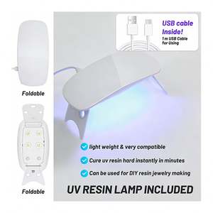 Kit de Manualidades de Joyería TOYSRUNNER, Lámpara LED UV de Cristal Transparente, Moldes de Silicona, Láminas de Purpurina, Flores, Colgantes, Llaveros - Product Image 2