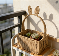Panier de rangement rectangulaire en corde de papier de style moderne avec un design tissé à la main respectueux de l'environnement, fait main et unique
