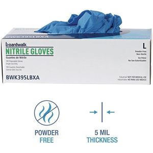 Guantes de Seguridad Desechables Boardwalk Serie 395, Guantes de Nitrilo Grandes de 5 Mil, 9.5 Pulgadas de Largo, Azules, 100/Caja - Product Image 6