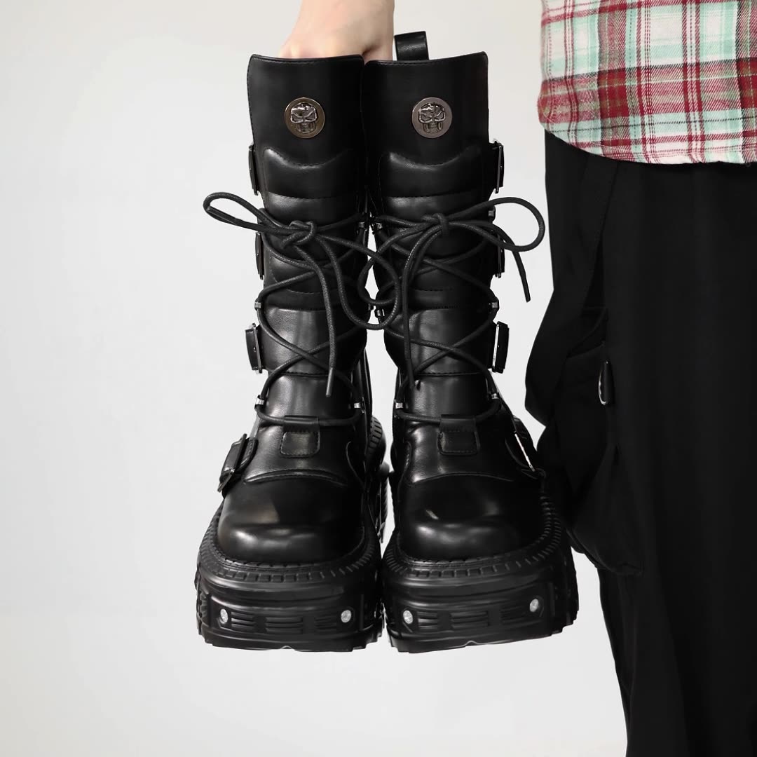 SCARPE DA UOMO Goth Punk Bordel Creepers Bordello Con Zeppa Plateau EUR - Foto 12