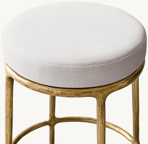 American Retro Style Handmade Forged Iron base Upholstered Swivel Backless Seat Bar Chair Counter <b>Stool</b> for Kitchen Island - Product Image 3