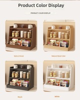 Meuble polyvalent de style minimaliste couleur noyer : Table à manger, Organisateur de service à thé, Meuble à collations multi-niveaux, Porte-tasses d'entrée