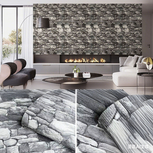 Panneau mural en <span class=keywords><strong>pierre</strong></span> artificielle 3D noir XPE, papier peint auto-adhésif, panneaux muraux, autocollants pelables - Product Image 5