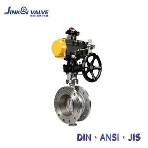 Vanne papillon à triple excentricité pneumatique à <span class=keywords><strong>joint</strong></span> rigide à brides avec volant manuel en acier inoxydable pour usage industriel - Product Image 2