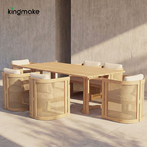 Ensemble de mobilier d'extérieur en bois avec revêtement en poudre, mobilier de restaurant, mobilier d'hôtel, table et chaises de jardin, ensemble de salle à manger de patio - Product Image 1