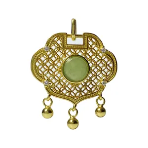 Hetian jade nephrite 925 silver amulet Necklace womens Peace necklace jade Jewelry women Necklace Ruyi lock pendant charm