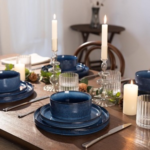 Ceramic Bone China High-End 4-Person <b>Microwave</b> Safe Dishwasher Safe Dinnerware <b>Set</b> Home Use Vintage Luxury Design Bowls Plates - Product Image 4