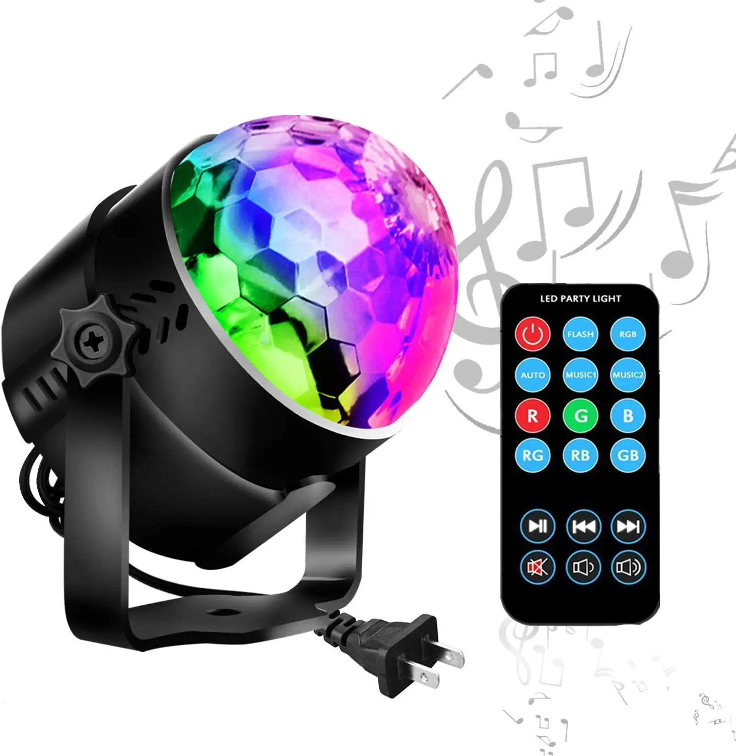 Mini Rotatable RGB LED Disco Ball With Remote Control 7 Strobe Mode Sound Activated Party Light For Home Dance DJ Birthday