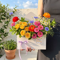 Boîte à fleurs élégante en forme d'enveloppe, emballage floral en carton pour cadeau de la Saint-Valentin, boîtes à bouquets portables