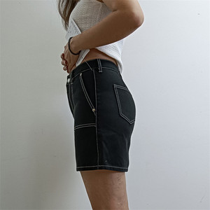 Jupes en denim noir pour femmes, mini jupes A-Line, jupe en jean courte décontractée d'été, mode streetwear tendance, vente en gros - Product Image 3