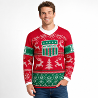 Maillot de hockey de Noël personnalisé en sublimation rouge, chemises de Noël pour hommes, pull
