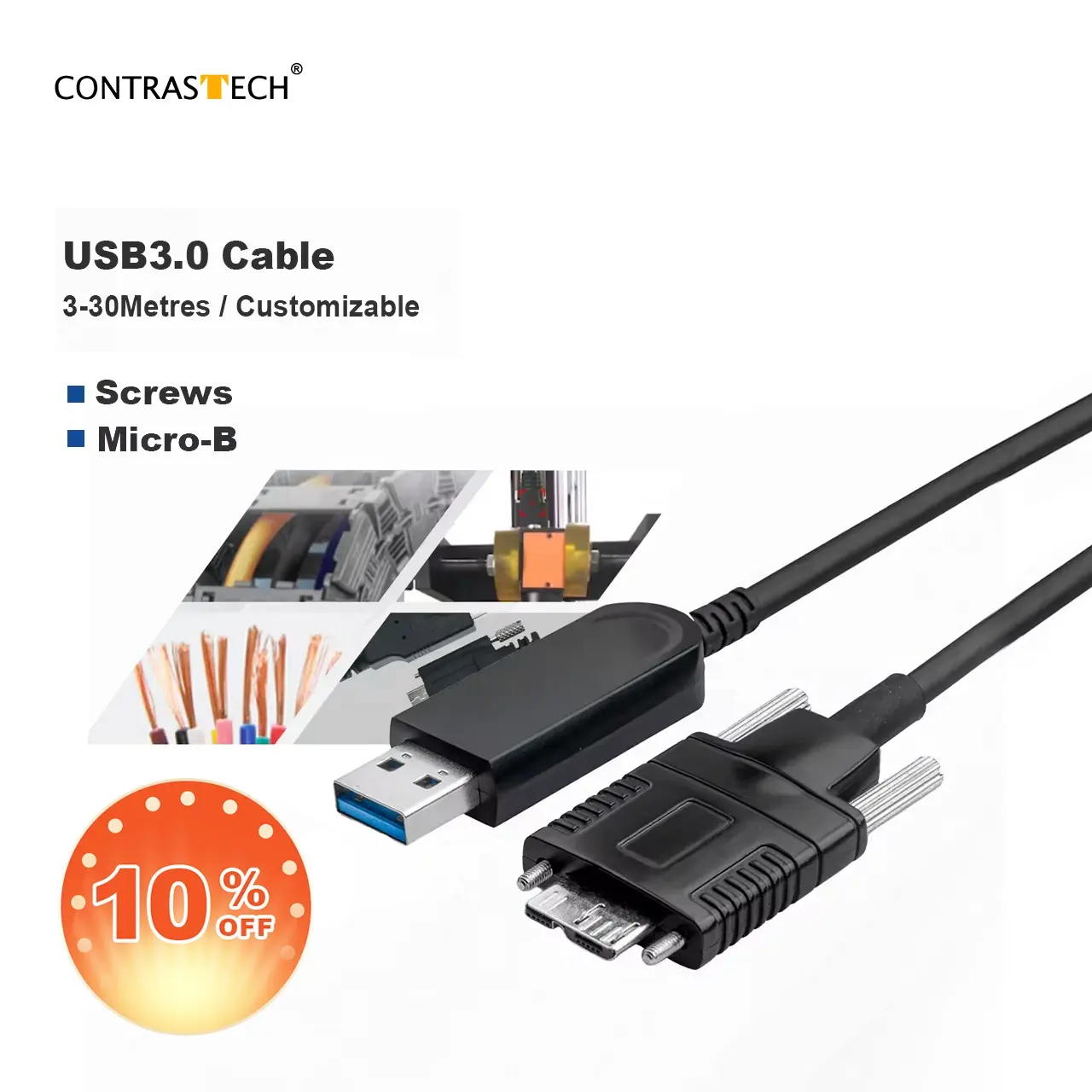 Kabel Data USB 3.0 kecepatan tinggi, kabel Data serat optik 3,m 5m 10m 30m Untuk kamera penglihatan mesin