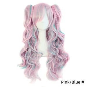 Long Curly Cosplay <strong>Wig</strong> with 2 Ponytails Synthetic Hair for Halloween Red Black Brown Pink <strong>Wig</strong> Heat Resistant <strong>Lolita</strong> <strong>Wigs</strong> Cap - Product Image 5