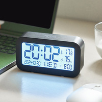 Jam Alarm LCD Multifungsi Jam Tangan Pelajar Persegi Bertenaga Baterai Sederhana Sentuh Layar Fase Bulan Bercahaya Jam 24 Jam