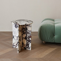 Table d'appoint moderne en marbre Calacatta Viola naturel, étanche, sur mesure SH STONE pour hôtel et salon
