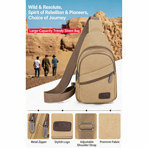 Sac de poitrine à fermeture éclair transversale pour <span class=keywords><strong>homme</strong></span>, grande capacité, tendance, décontracté, en toile, pour le sport de plein air, tendance, antivol, de haute qualité - Product Image 6