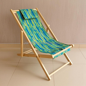 Chaise longue d'extérieur en pin massif, durable, légère, pliable, avec tissu Oxford, pour la plage - Product Image 3