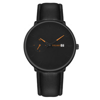 Montre à quartz pour homme, bracelet en cuir, boîtier en alliage, calendrier à deux aiguilles, éco-responsable, best-seller du commerce extérieur