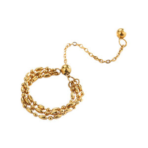 แหวนโซ่แบบซ้อนหลายชั้น ปรับขนาดได้ สำหรับผู้หญิง ทำจากสแตนเลสสตีล 316L ชุบทอง 14k 18k คุณภาพดี ไม่หมองคล้ำ สั่งทำได้จำนวนมาก - Product Image 5