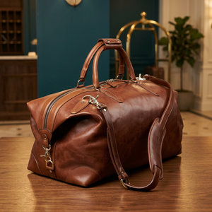Bolsa de Viaje Unisex de Cuero Genuino de Excelente Calidad, con Cierre, Portátil, Ligera, Estilo Vintage, de Alta Gama y Gran Capacidad - Product Image 1