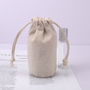 Custom Embroid עגול תחתון שטוח בד לטיפוח העור שפתון אריזה תיק שרוך כותנה בד מתנה קוסמטי פאוץ - Product Image 3