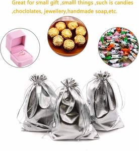 Pochettes à bijoux en organza satiné doré robustes 5"x7" avec cordon de serrage et poignée en corde pour cadeaux de mariage, de fête, de Noël, de bonbons - Product Image 6