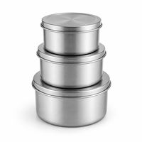 Lot de trois boîtes bento mini portables en acier inoxydable 304, plusieurs couleurs, pour collations et sauces, offre spéciale
