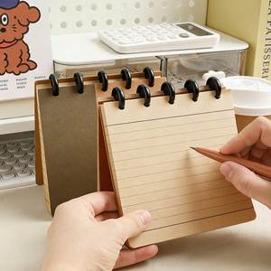 80sheets Mushroom Hole <b>Spiral</b>-<b>Bound</b> Kraft Paper <b>Notebook</b> Set Splice Contrast Design Office Study Daily Note-Taking - Product Image 2