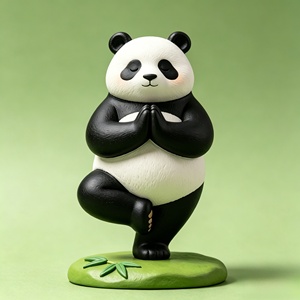 <span class=keywords><strong>Zen</strong></span> dans les bois -- Une figurine de panda yoga mignonne et fantaisiste pour le bureau. Cette figurine est sculptée et fabriquée par Bozhiyi. - Product Image 1