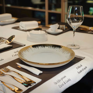 <span class=keywords><strong>Vajilla</strong></span> <span class=keywords><strong>de</strong></span> Porcelana con Borde Dorado a Precio Económico, Platos Blancos y Dorados, Platos Base con Galvanoplastia Dorada - Product Image 1