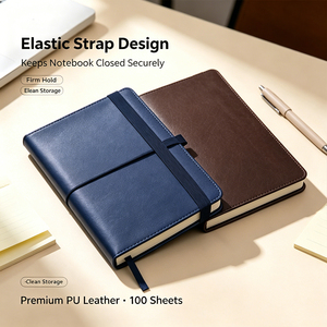 SK Classic Hardcover <b>Notebook</b> Premium PU Leather 100 Sheets <b>Thick</b> Paper Elastic Strap - Product Image 3