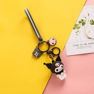 Dễ thương kuromi giai điệu Kawaii phim hoạt hình lớn tai chó bánh pudding chó chim cánh cụt Phụ nữ túi Mặt dây chuyền sanrios Keychain - Product Image 5