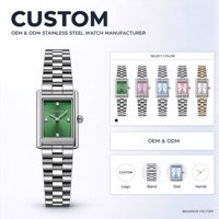 Montre-bracelet de luxe personnalisable pour femme avec logo, mouvement japonais, style simple et élégant, en acier inoxydable or rose, carrée, à quartz, étanche