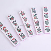 Tuiles de Mahjong Western Personnalisées, Double Couche, Classiques, en Acrylique et Mélamine, Gravées et Imprimées à la Main, Dos Rose, Ensemble Durable pour Jeu