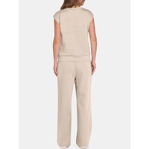 FOXA Women Two Piece Set Sleeveless O Neck <b>Top</b> Wide Leg Pants Breathable Knitted Casual Summer Outfit - Product Image 5