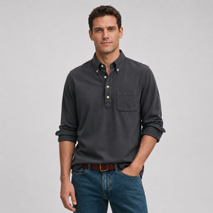 <span class=keywords><strong>Polo</strong></span> à manches longues pour homme, <span class=keywords><strong>col</strong></span> boutonné, poche poitrine, pull décontracté, personnalisable, marque privée, OEM, ODM, vente en gros - Product Image 1