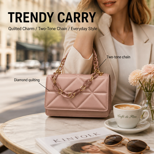 <span class=keywords><strong>Bolso</strong></span> de hombro acolchado <span class=keywords><strong>rosa</strong></span> con cadena, bandolera bicolor con solapa, herrajes dorados, <span class=keywords><strong>bolso</strong></span> compacto para uso diario, venta al por mayor - Product Image 2