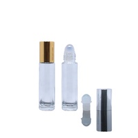 Flacon à bille en verre ambré bleu clair givré de 10 ml, étanche, pour huiles essentielles et parfums